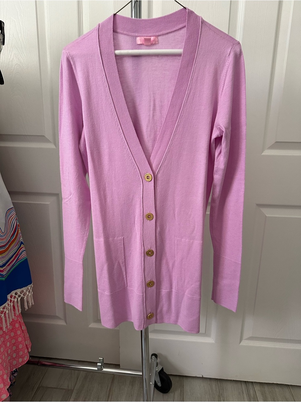 Lilly Pulitzer Pink Longline Button Cardigan